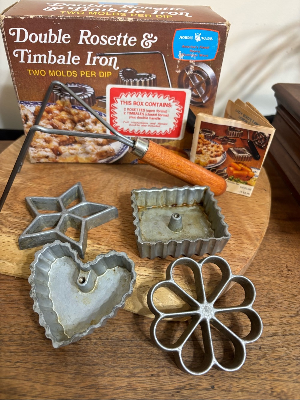 Vintage Nordic Ware Double Rosette & Timbale Iron Set 4 Molds Baking & Recipes